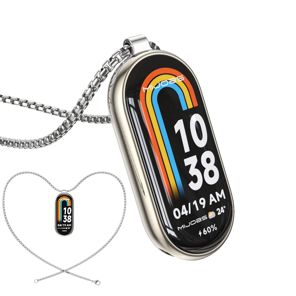 Necklace for Mi Band 8 7 6 5 4 3 Smart Bracelet for Mi Band 9 Strap Metal Wristband for Mi Band 7 6 Hanging Neck Decoration