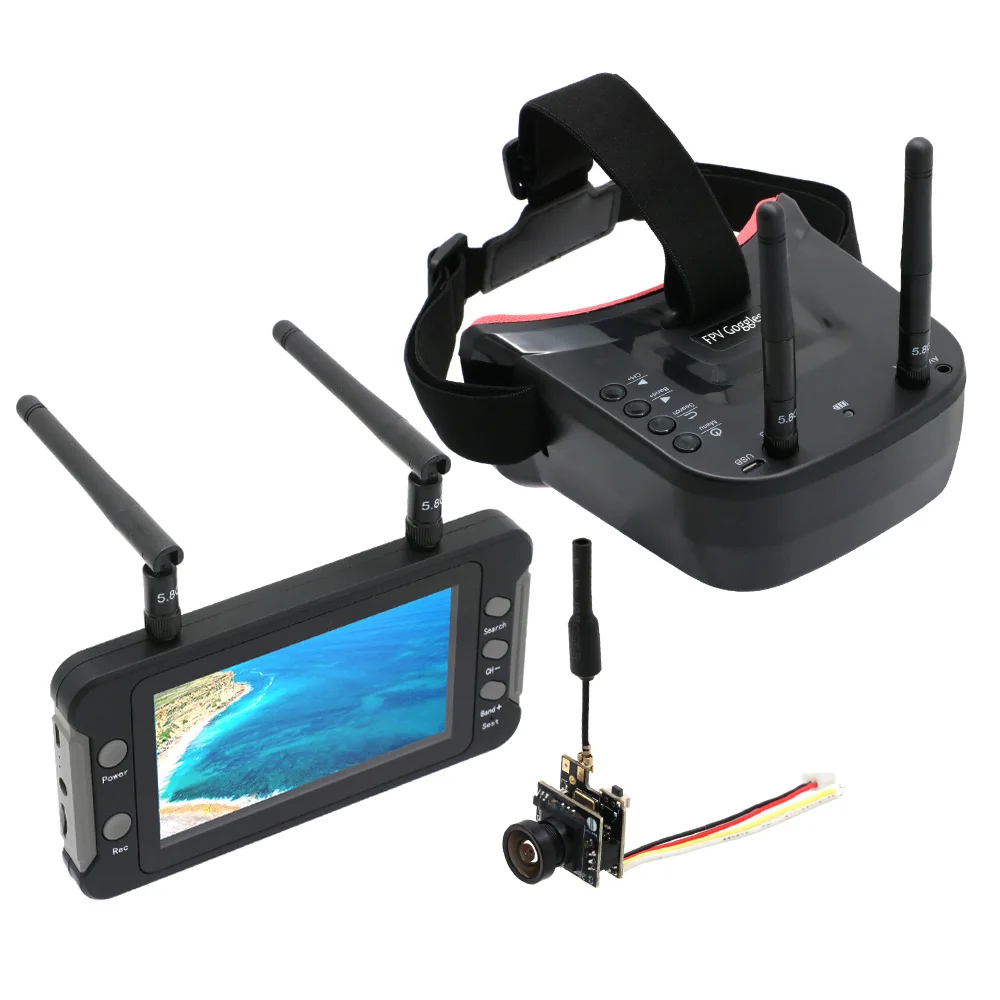 5.8G 40CH Dual Antennas FPV Goggles Video Glasses Headset With 4.3 Inch LCD Display Monitor NTSC/PAL DVR And M8 800TVL Camera