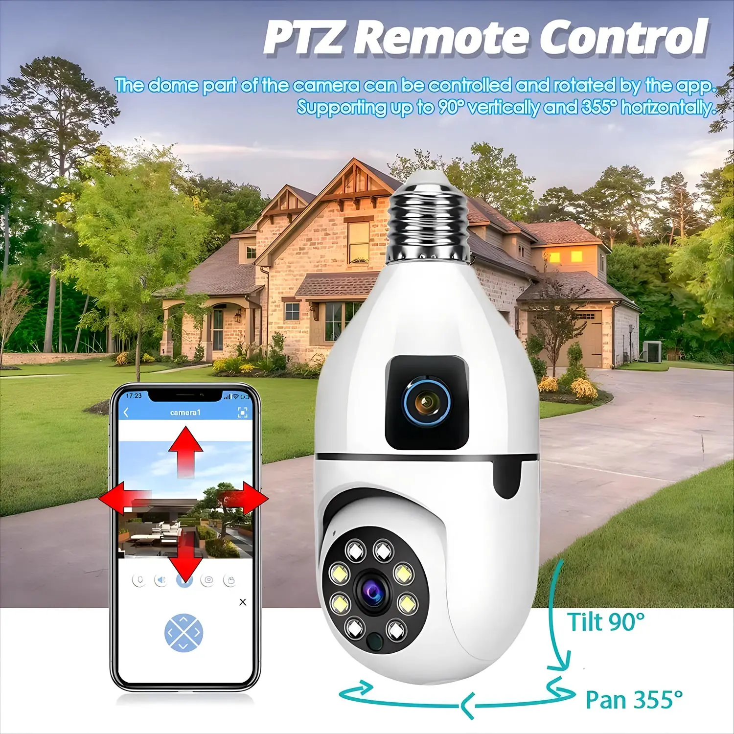 Smart Home 2.4G E27 Bulb WiFi Surveillance Camera 1080P Dual Lens Security Video Surveillance Supprt Two Way Audio IP Cam APP