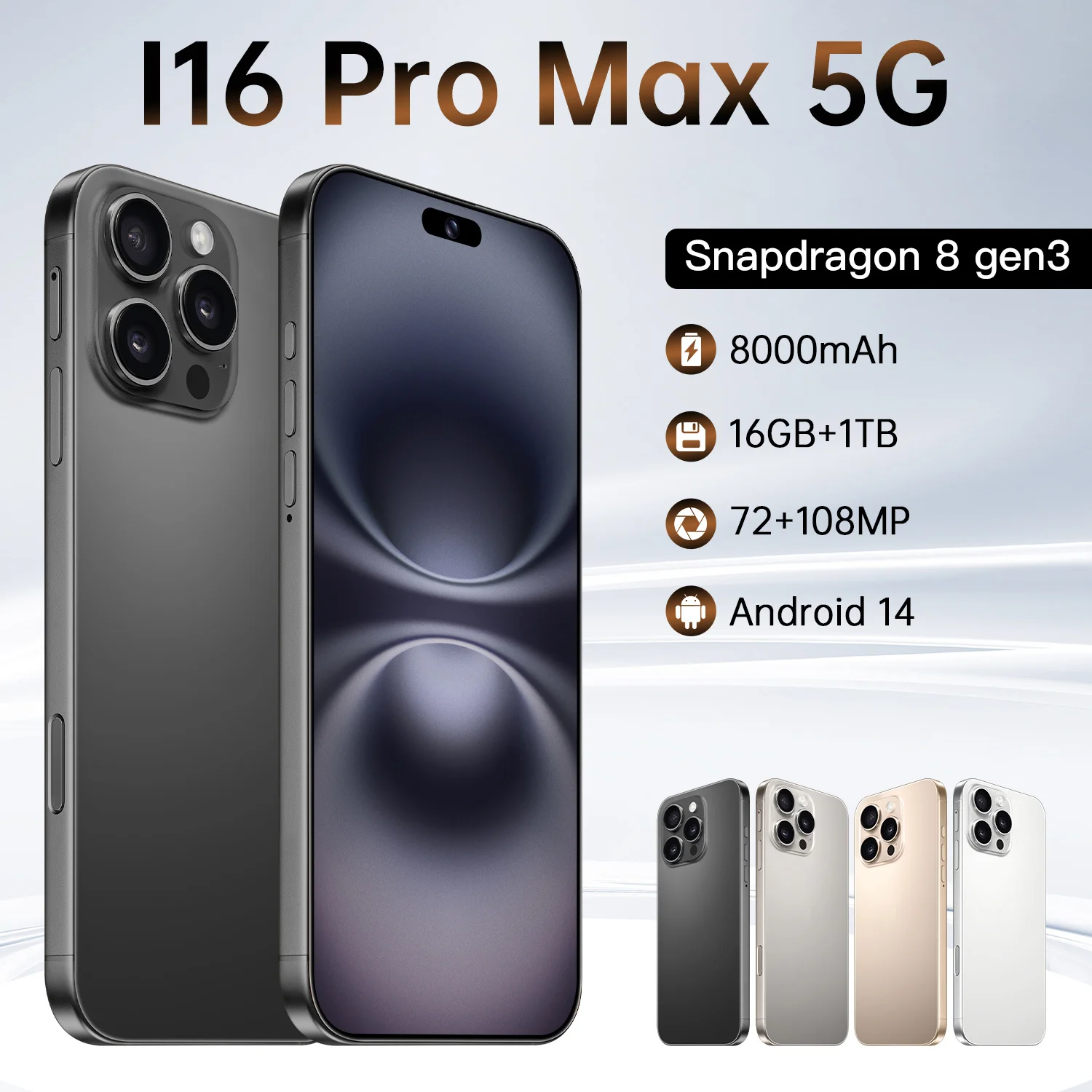 2025 HOT Original For Brand Smartphone 7.3 inch New i16 ProMax Full Screen 4G 5G Cell Phone 6800mAh Mobile Phones Global Version