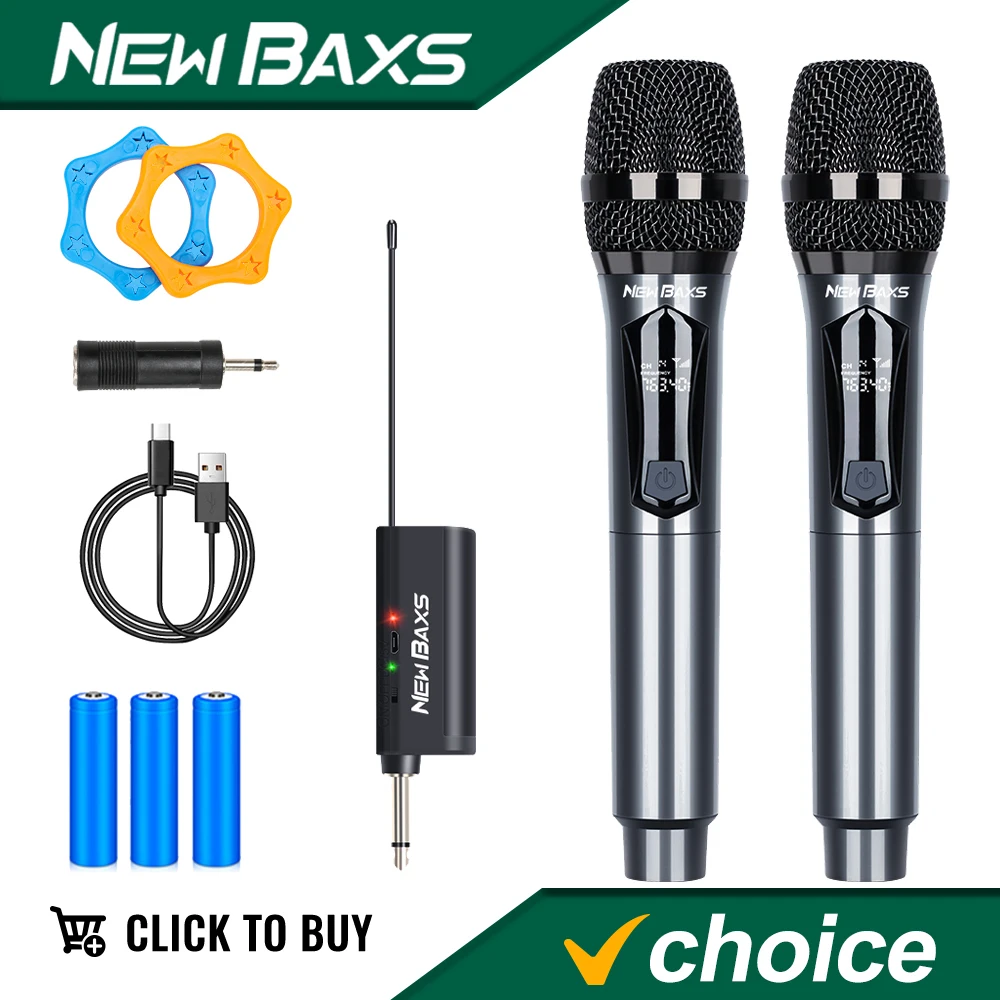 Wireless Microphone 2 Channel 1200mAh Battery UHF Microphone Handheld Dynamic Karaoke Mic For Party Karaoke Church Show Meeting