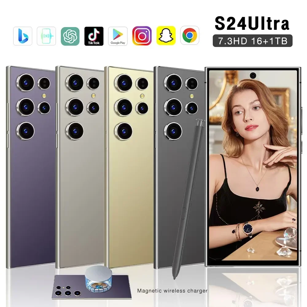 2025 New Original Global Version Mobile phone S24 Ultra smartphone 5g 7.3inch HD 16G+1T 7800mAh Face unlocked 108MP Camera