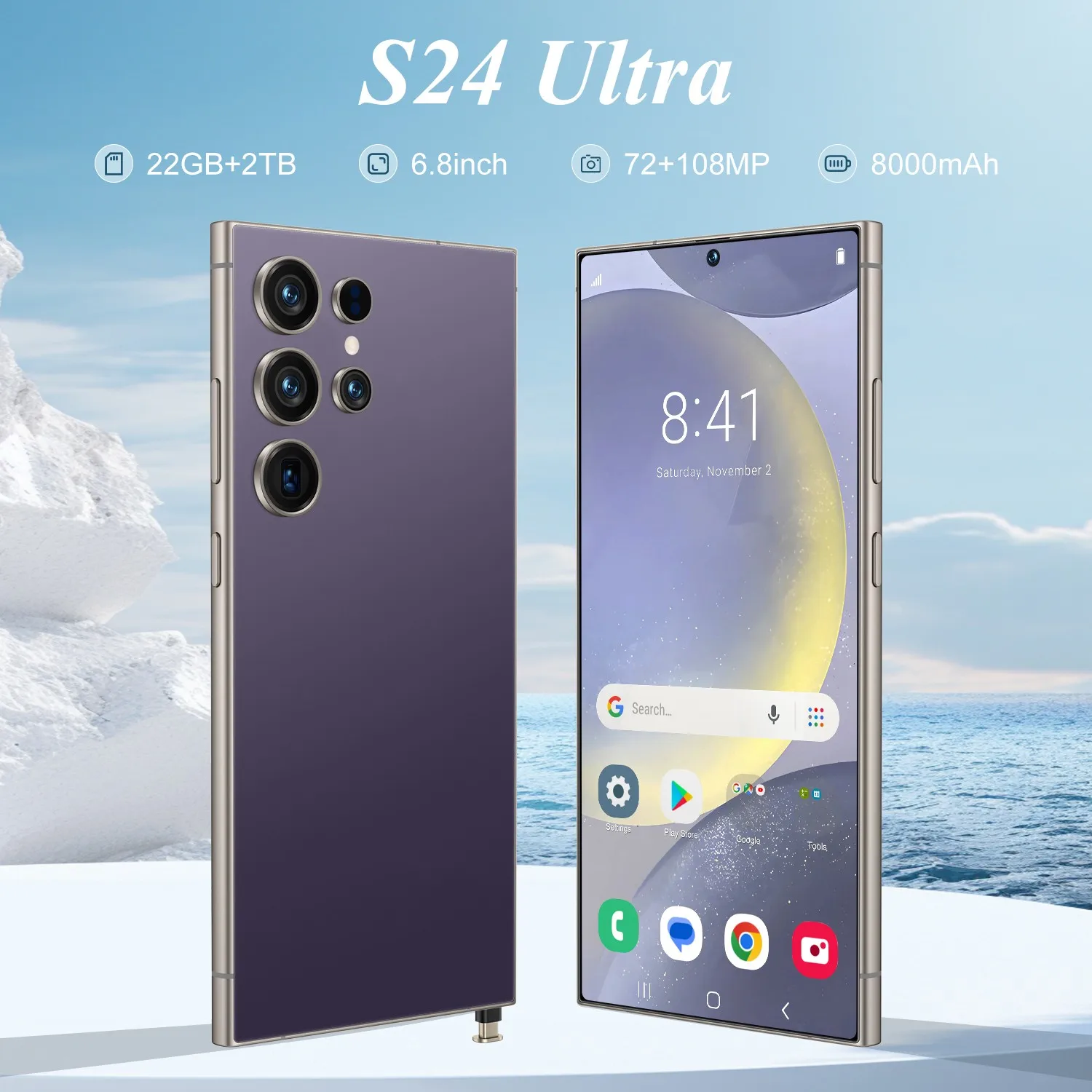 2025 New S24 Ultra Smartphone 5G Android 6.8 inch display 108 million pixel camera 8000mAh batteries dual SIM original cellphone