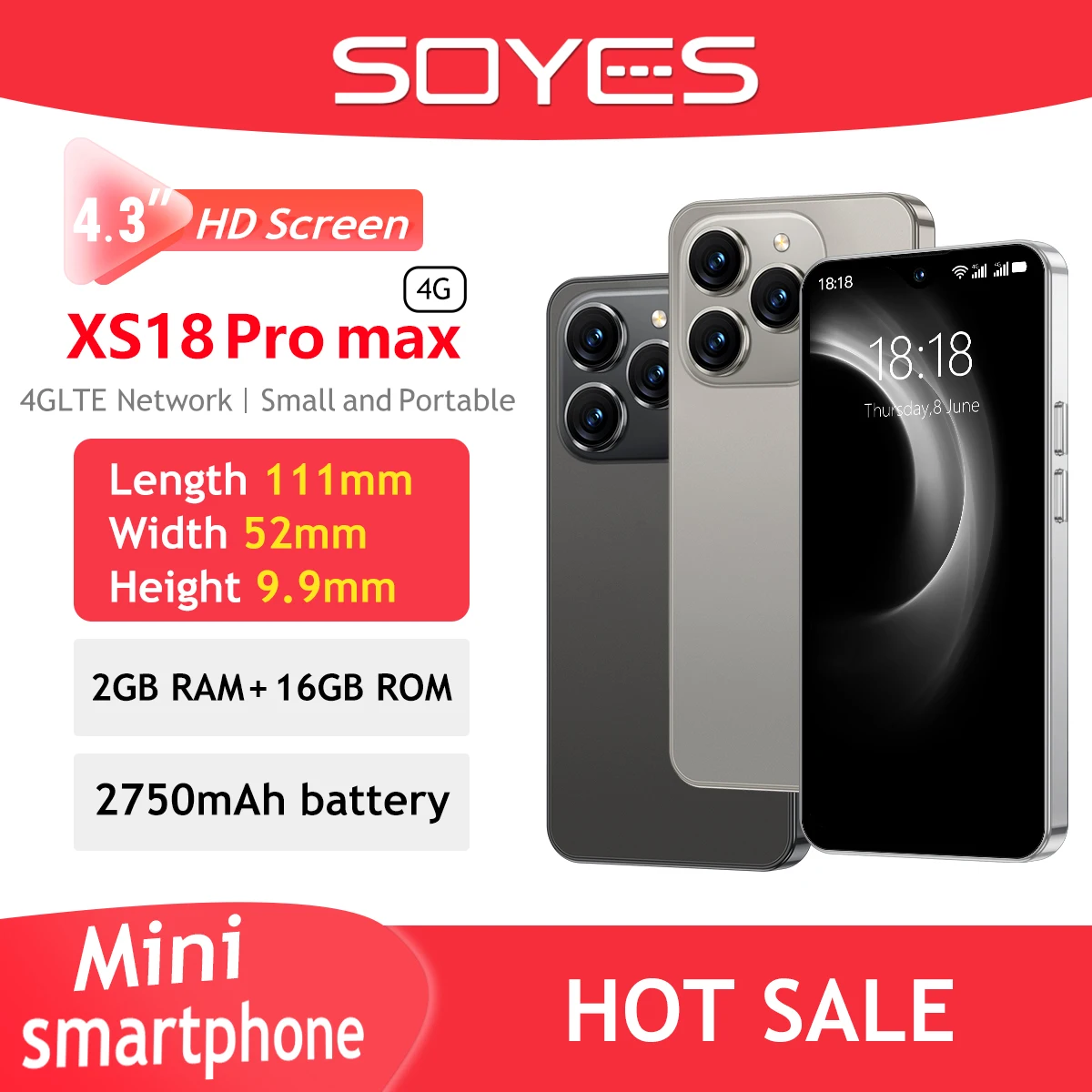 Top Selling SOYES XS18 Pro Max Mini Smartphone 4G LTE 4.3