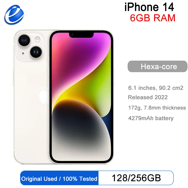 Original Apple iPhone 14 128GB 256GB ROM 6GB RAM 1 SIM+1 eSIM 6.1