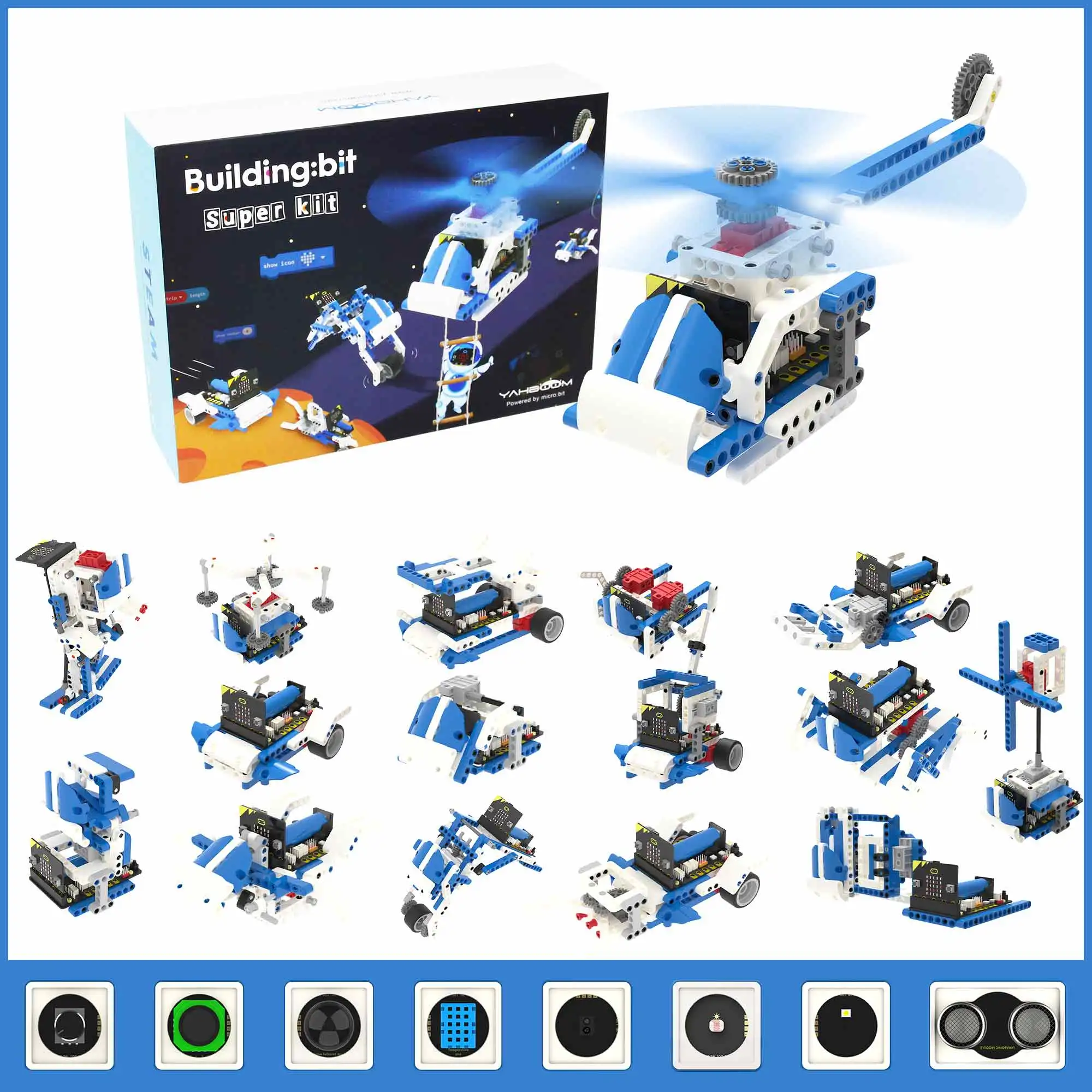 BBC Microbit V2 Robot Kit 16 in 1 STEM Projects with Sensor Module DIY Programmable Electronic Science Maker Educational Kits