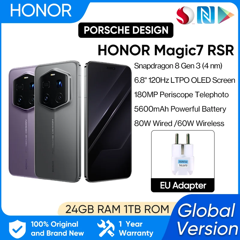 HONOR Magic7 RSR Global Version 5G Smartphone Snapdragon 8 Elite 6.8” 120Hz LTPO OLED Display 5850mAh 100W Wired 80W Wireless