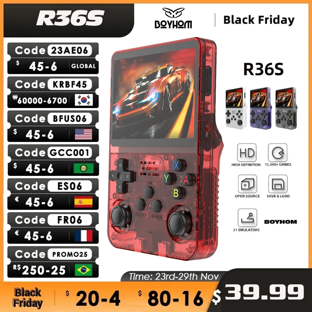 R36S Retro Handheld Video Game Console Linux System 3.5 Inch IPS Screen Portable Pocket Video Player 64G 128GB Games Boy Gift