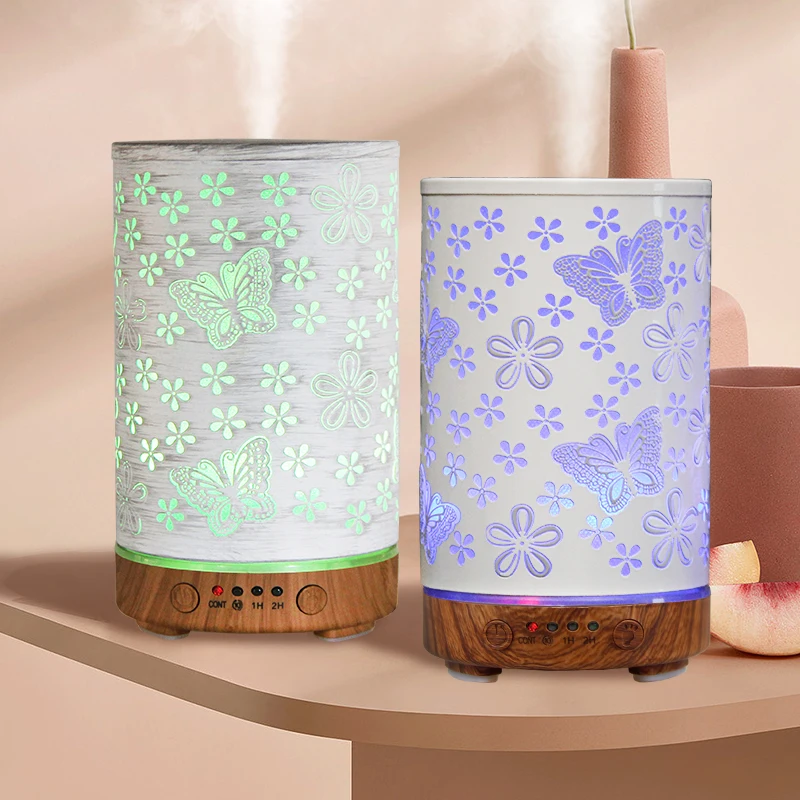 Scent Aroma Diffuser Essential Oil Humidifier Ultrasonic Air Humidifiers Hollow Butterfly Mist Maker with Colorful LED Lights