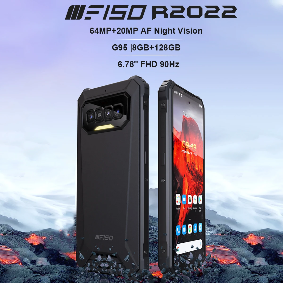 IIIF150 R2022 64MP+20MP AF Night Vision 6.78” FHD 90Hz Smartphone IP68/69K Waterproof G95 8GB+128GB 8300mAh NFC Rugged Phone