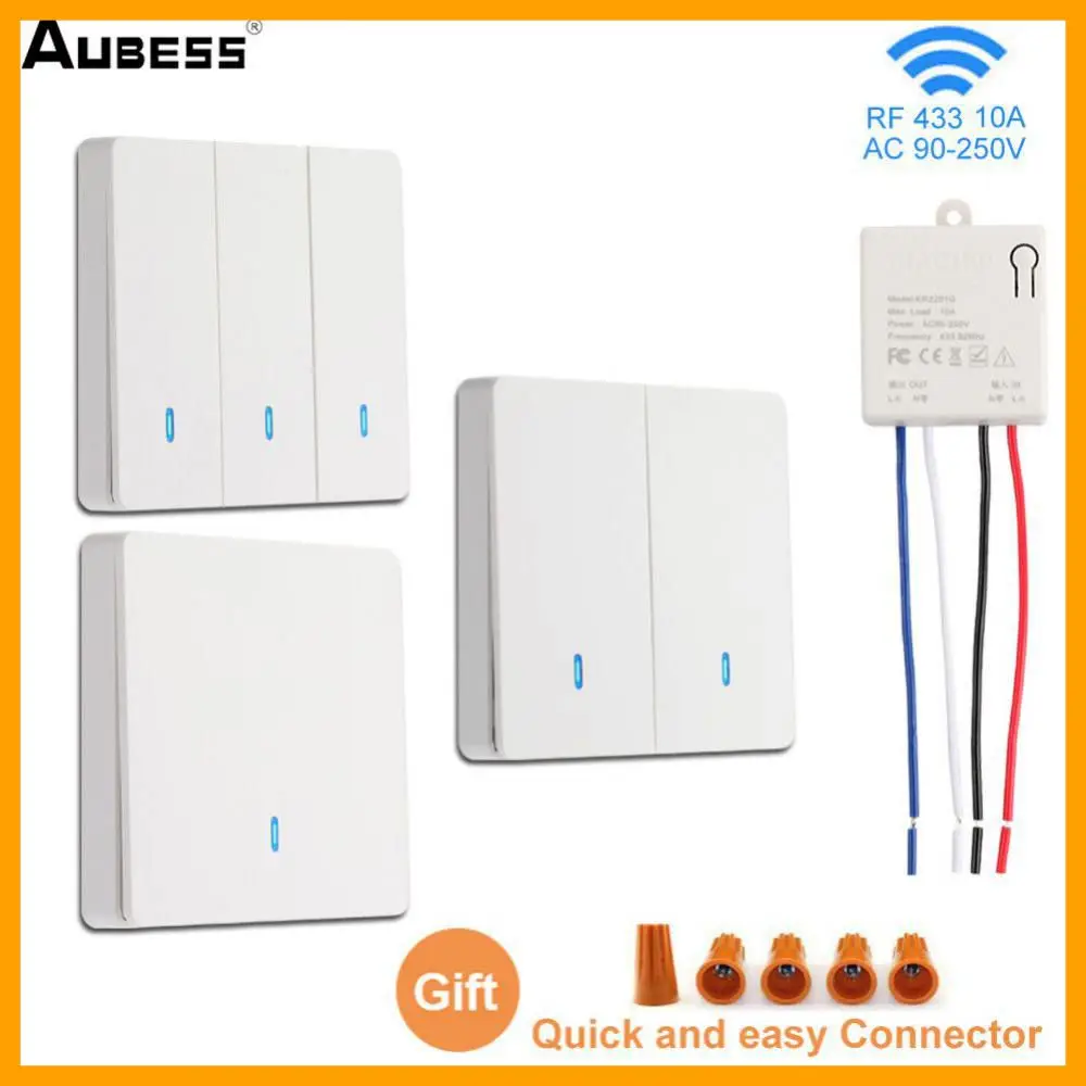 Wireless Smart Switch Light RF 433Mhz Wall Panel Switch Breaker With Remote Control Mini Relay Receiver 220V Led Light Lamp Fan
