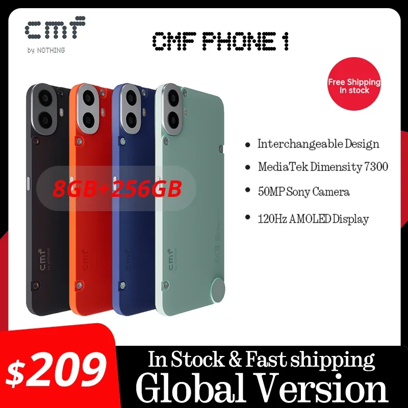 Global Version CMF Phone 1 6.67inch AMOLED display 120Hz Mediatek Dimensity 7300 5G  50MP 5000 mAh IP52 33W fast charging Phone1
