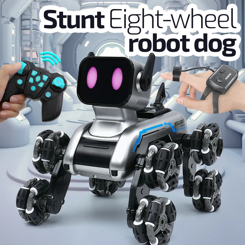 Kid’s 8-wheel RC Car Toy Boy Intelligent Machine Dog Remote Control Car 8-wheel Stunt Remote Control Birthday Gift Toy