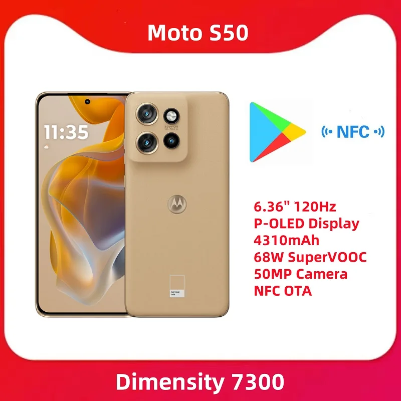 Global Rom Optional Moto S50  Dimensity 7300 5G Smartphone 6.36” 120Hz P-OLED Display 4310mAh 68W SuperVOOC 50MP Camera NFC OTA