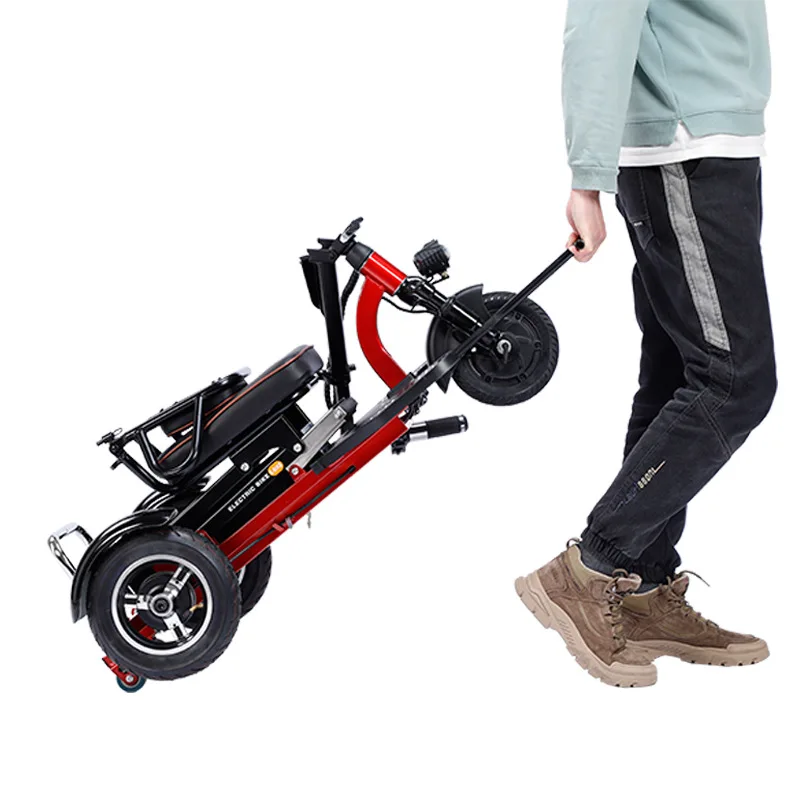 Fashion Folding Adult Electric Scooter For Women  With Seat And Basket Foldable 48V 300W Electric Tricycle Vehicle For Seniors