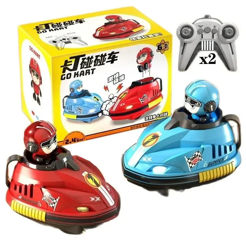 Children’s Double Electric RC Bumper Car Drift Crash Catapult Parent Child Interactive Music Kart Outdoor Park Childrens Gift