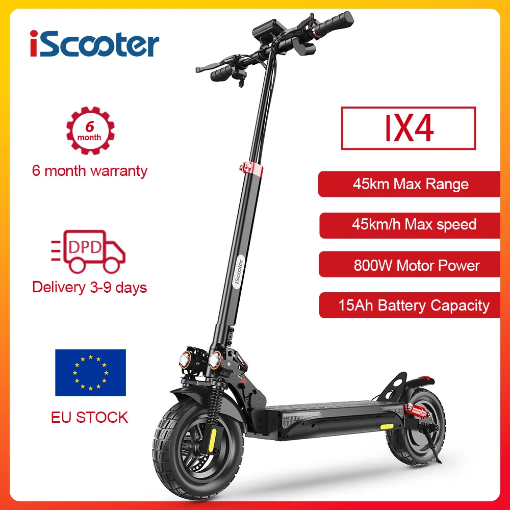 iScooter iX4 Electric Scooter 800W 15Ah Powerful Electric Kick Scooter Anti-skid Off-road Tire  45km Range eScooter 45km/h Speed