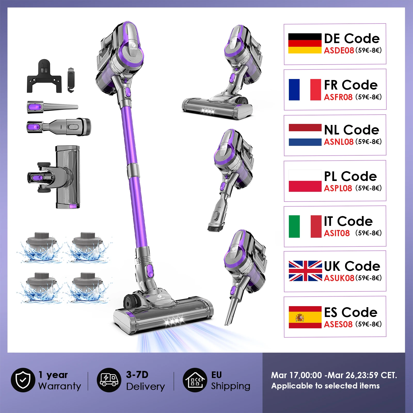 FixtFixer X6M 30000Pa 350W Handheld Cordless Vacuum Cleaner Smart Home Appliance Suction 1.1L Dust Cup forHard Floor/Pet Hair