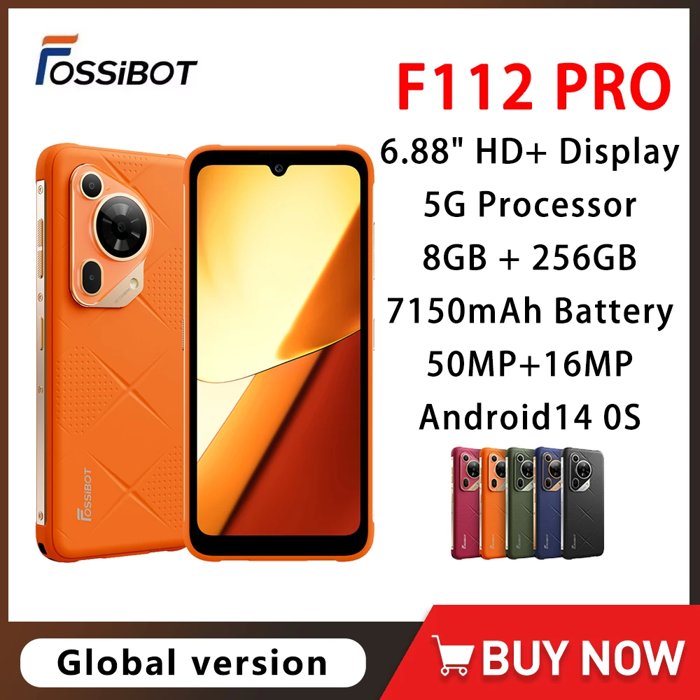 FOSSIBOT F112 PRO 5G Smartphone Android 14 Up to 24GB RAM 256GB ROM Mobile Phone 50MP Camera 7150mAh 6.88 Inch HD+ Cellphone NFC