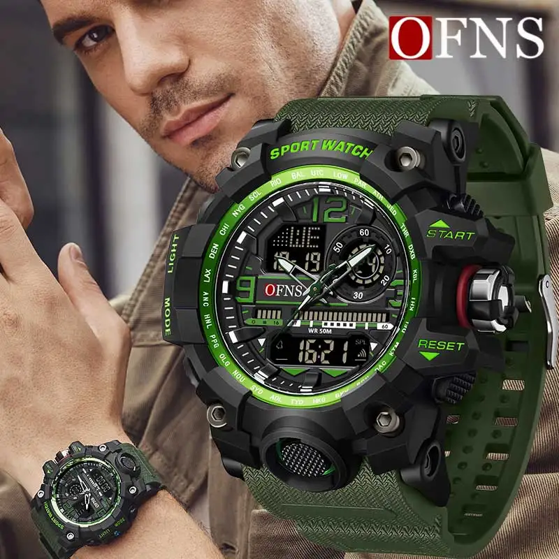 OFNS Luxury G Style Men’s Watches 50M Waterproof Multifunctional Sports Military Quartz Watch For Male LED Digital Wristwatch