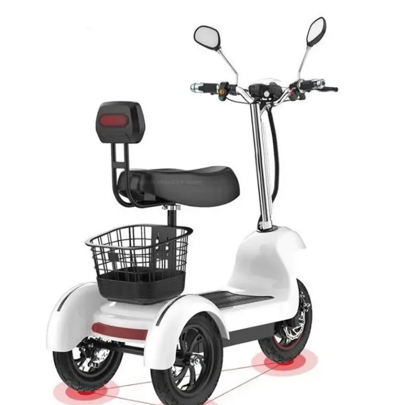 New Bike Electric Tricycle Electric Bicycles 12” 48V 500W 10.4AH White/Black Portable 3 Wheel Electric Scooter For Adults/Kids