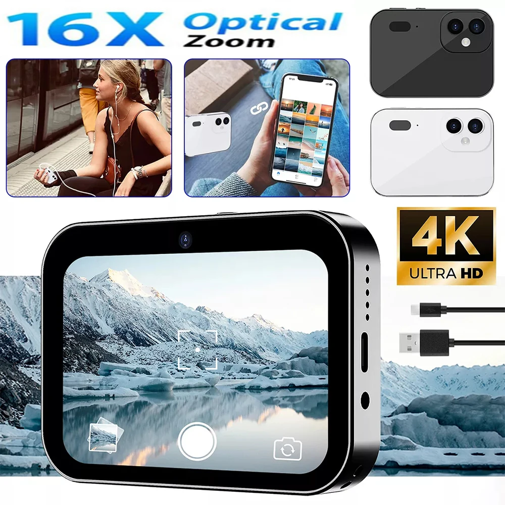 D6 Digital Camera 4K HD Camcorder Recorder Music Player Touch Control Screen Video Blog Camera Night Vision 64MP Camcorder