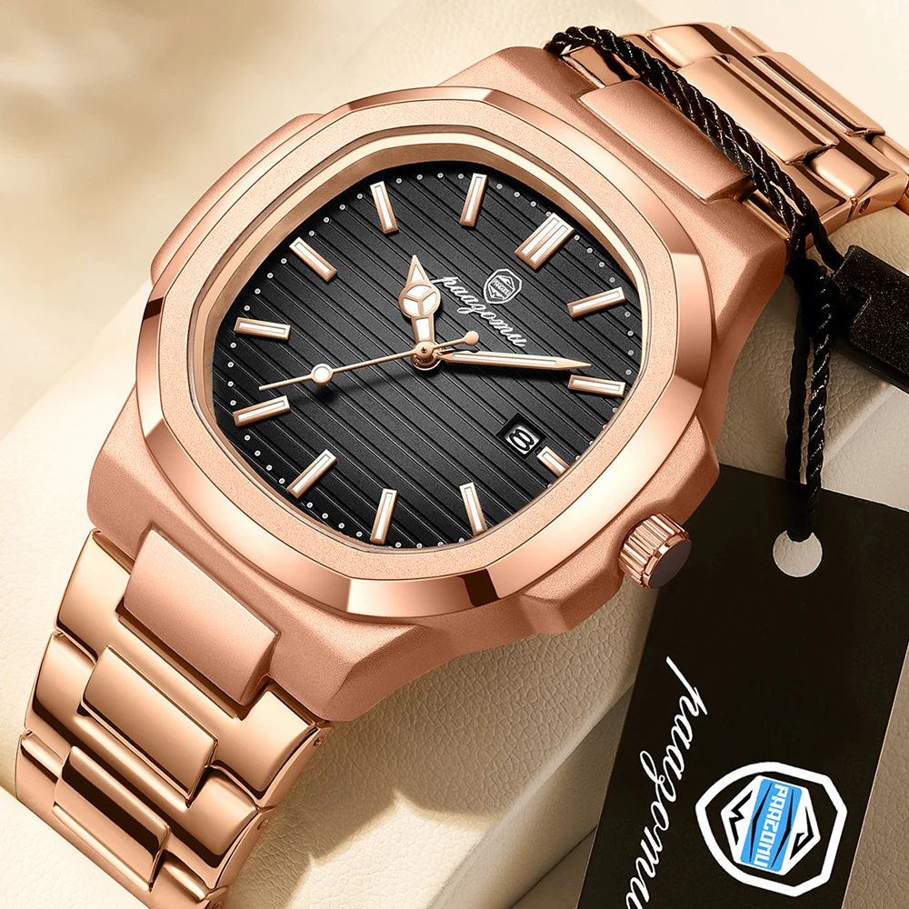 Fashion Men’s Watches Business Stainless Steel Quartz Wrist Watch Calendar Date Male Casual Sports Luminous Clock