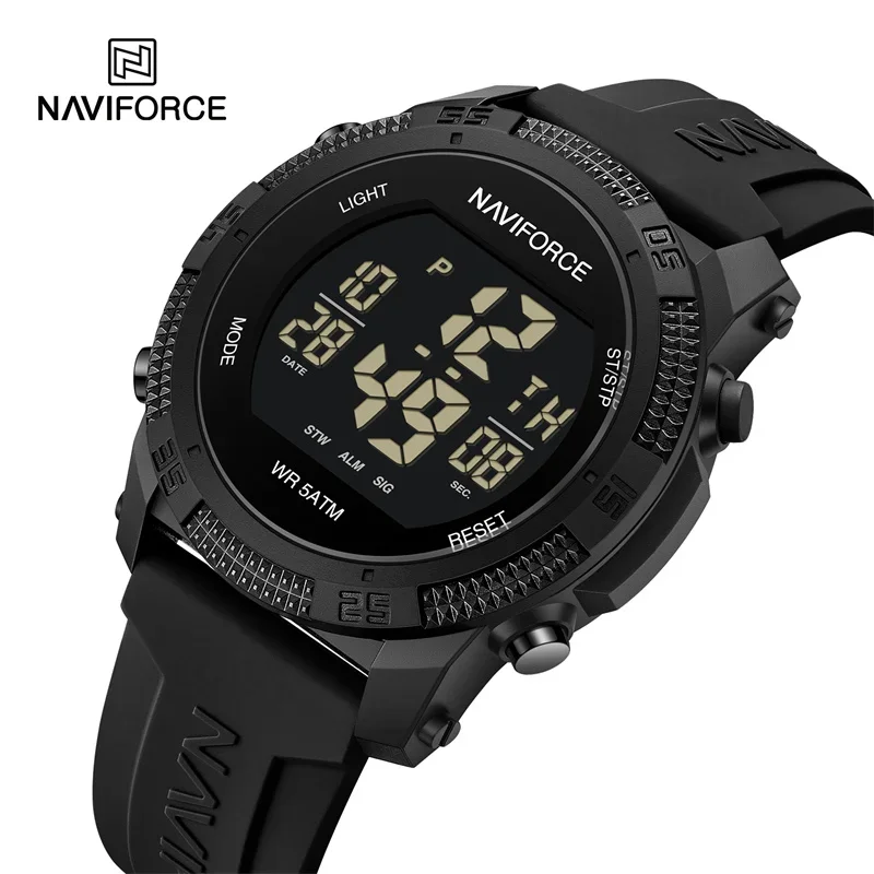 NAVIFORCE NF7104  Men’s LCD Digital Casual Date and Week Alarm Waterproof Silicone Strap Electronic Watch