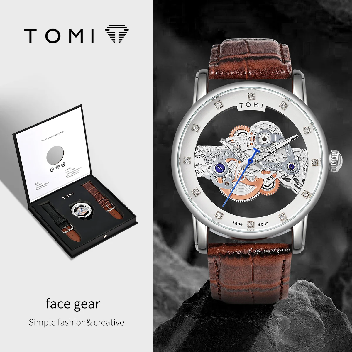 TOMI New Popular Watch Luxury Casual Men’s and Women’s Watch Hollow Diamond Quartz Watch