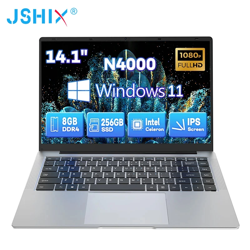 14.1 Inch Cheap Laptop Intel Celeron N4000 IPS Full HD 8GB DDR4 RAM 256GB 512GB SSD Windows 11 Office Learning Portable Computer