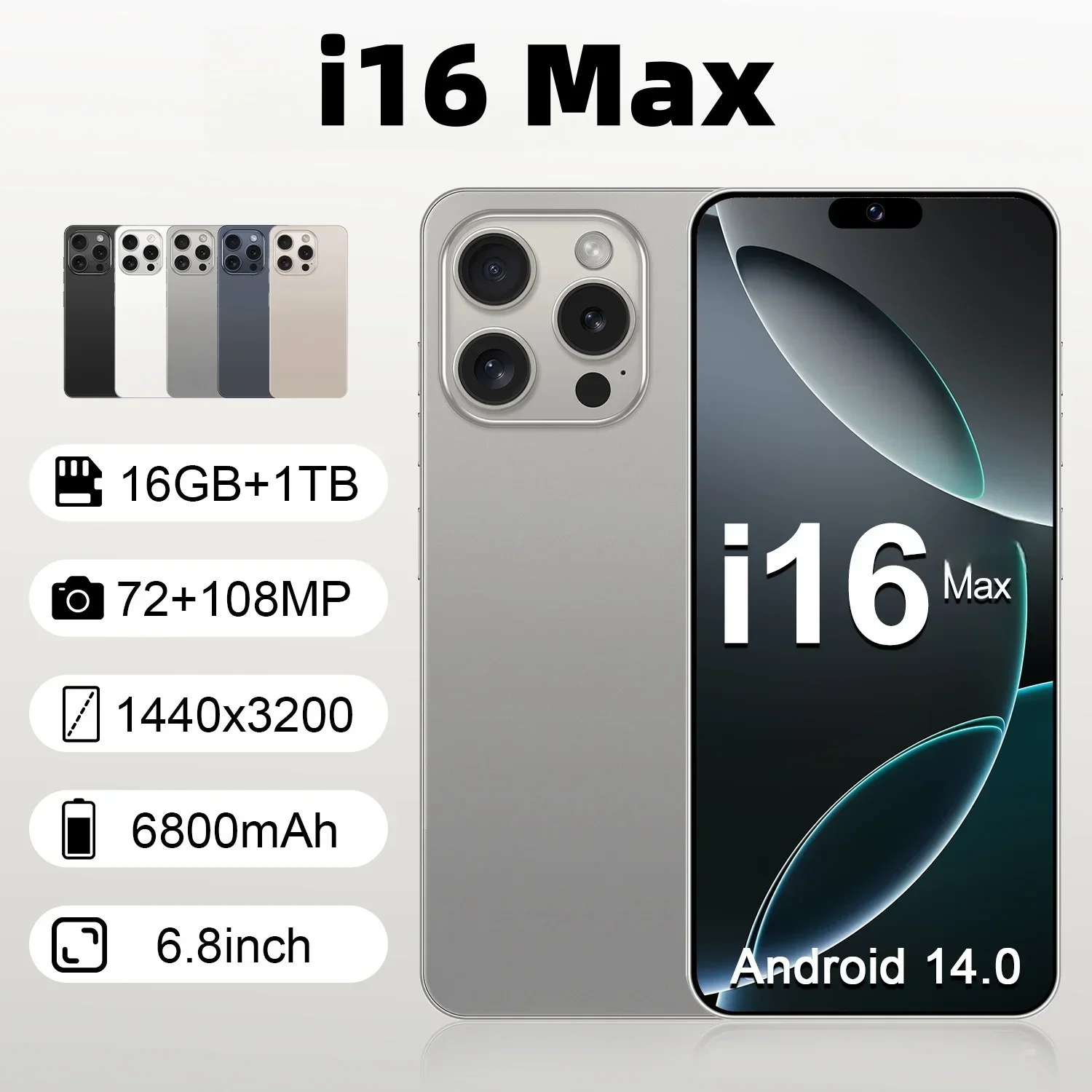 2025 I16 Max Cellphones  7.3 Inch 4G 5G Original Smartphone 6800mAh Cell Phone Android 13 Global Version Smart Mobile Phones
