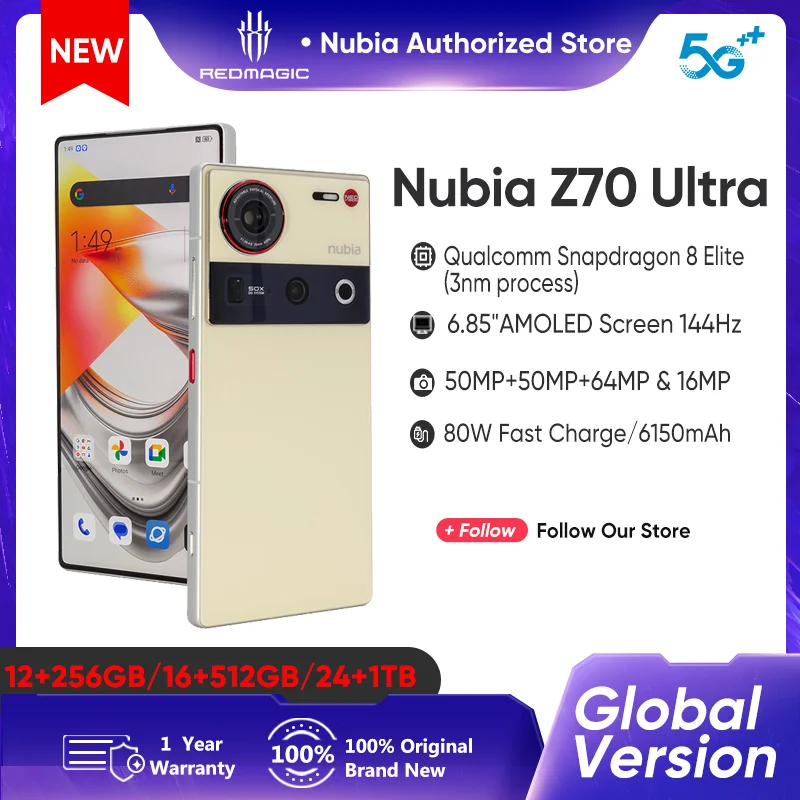 Global Version Nubia Z70 Ultra NX733J 5G Smartphone Snapdragon 8 Elite 6.85