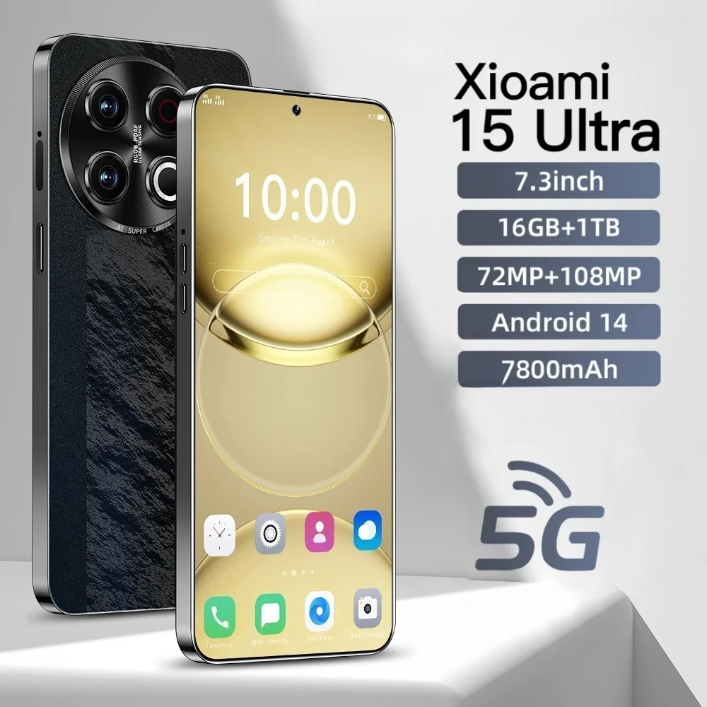 2025 New Xioami 15 Ultra, 7.3 inch screen, 16GB+1TB ultra large capacity, 5G Android system with 7800mAh strong battery life