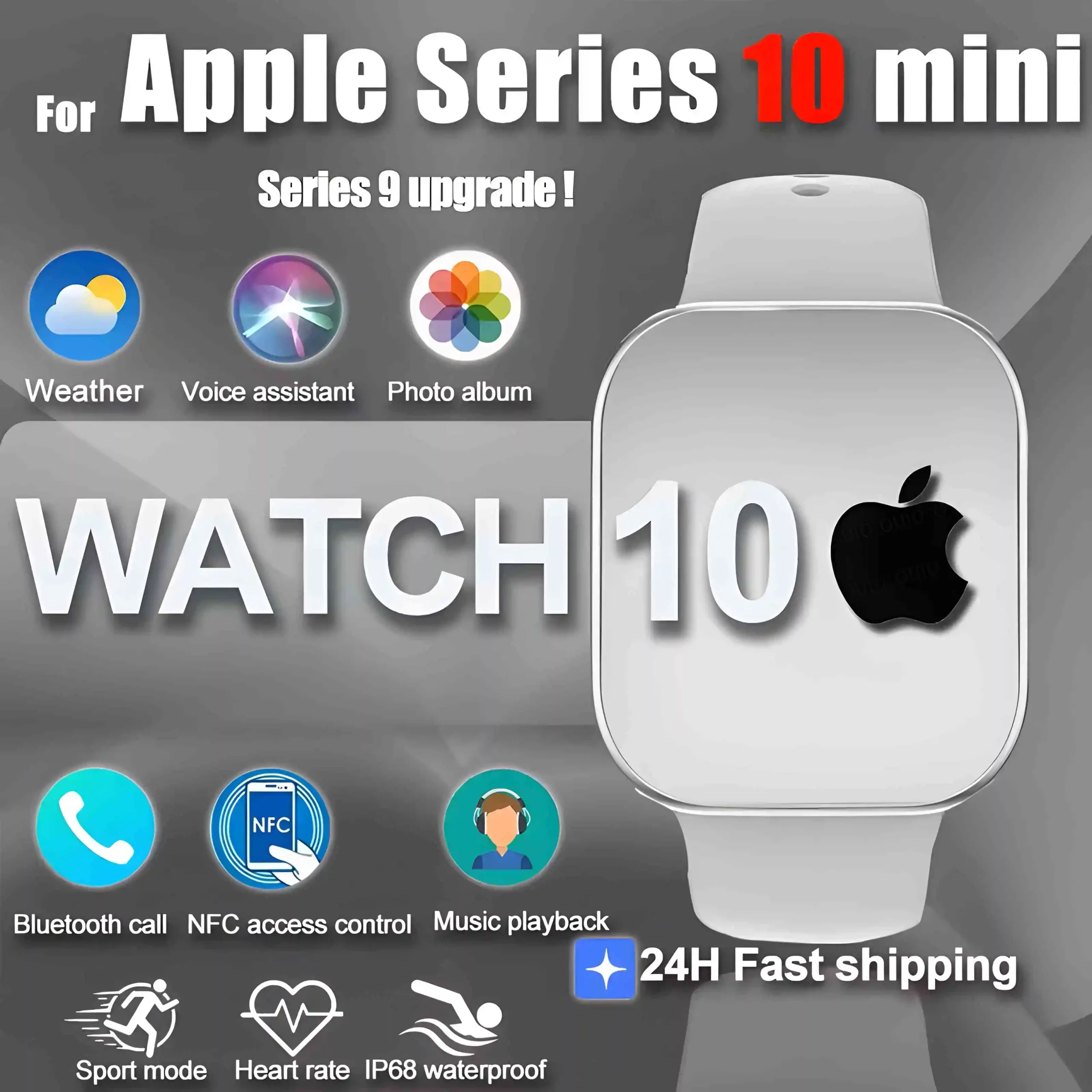 New Original For Apple Watch 10 Smart Watch 32GB Memory Music HD AMOLED NFC Compass Bluetooth Call Waterproof Smart Watch Woman