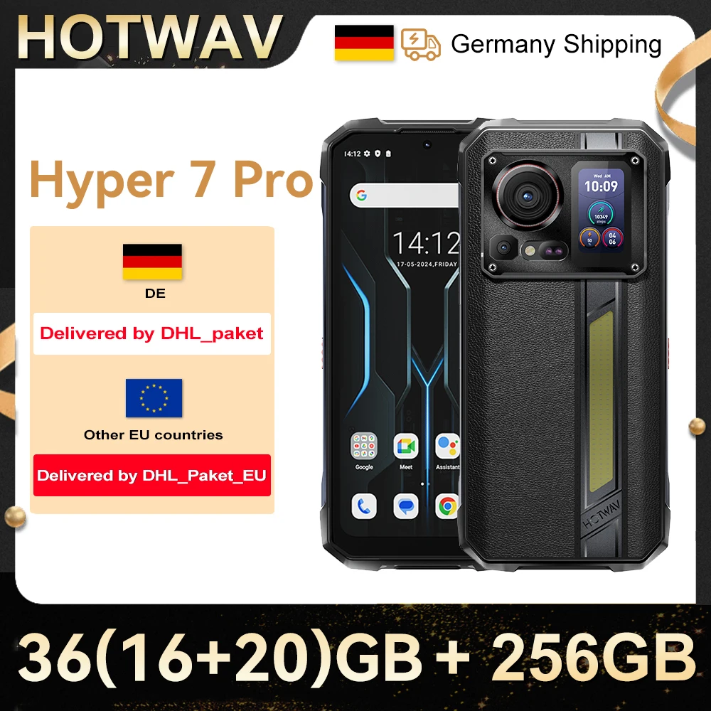 HOTWAV Hyper 7 Pro 36GB(16+20) 256GB 5G Smartphone 200MP 6.6” FHD+ 120Hz 10800mAh 33W Android 14 Rugged Cell Phone