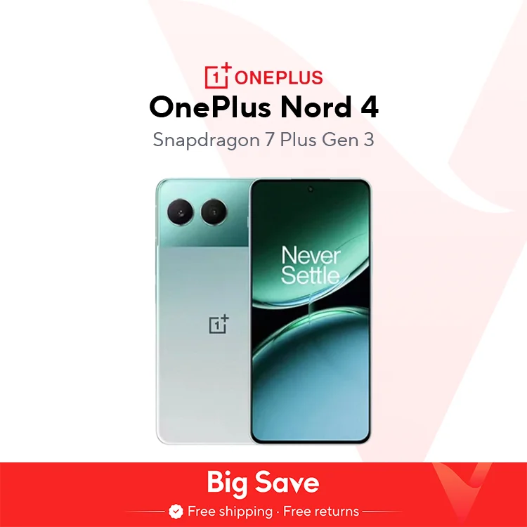 5G OnePlus Nord 4 Smartphone 100W Fast Charging Snapdragon 7 Gen 3 6.74” 120Hz OLED Display 50MP Camera NFC Global Version