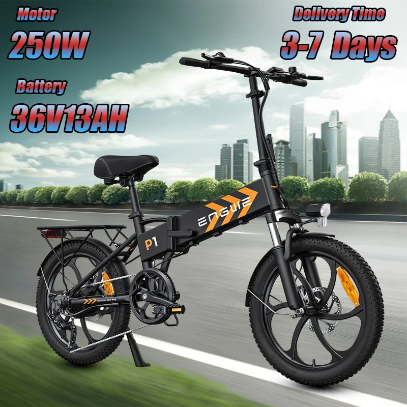 ENGWE P1 Electric Bicycle 250W Brushless Motor 36V13AH Battery City Folding Aldult E-Bike 20 Inch Tire Commuting Electric Bike