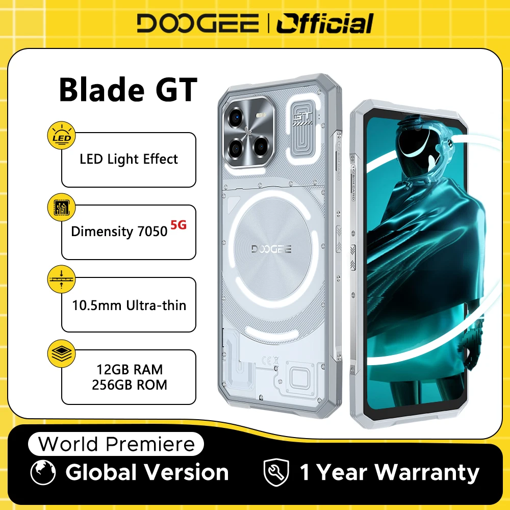 Globe Version DOOGEE Blade GT 5G Rugged Phone 6.72” FHD+ 120Hz LED light Effect 12GB RAM 256GB ROM 5500mAh battery Android 14