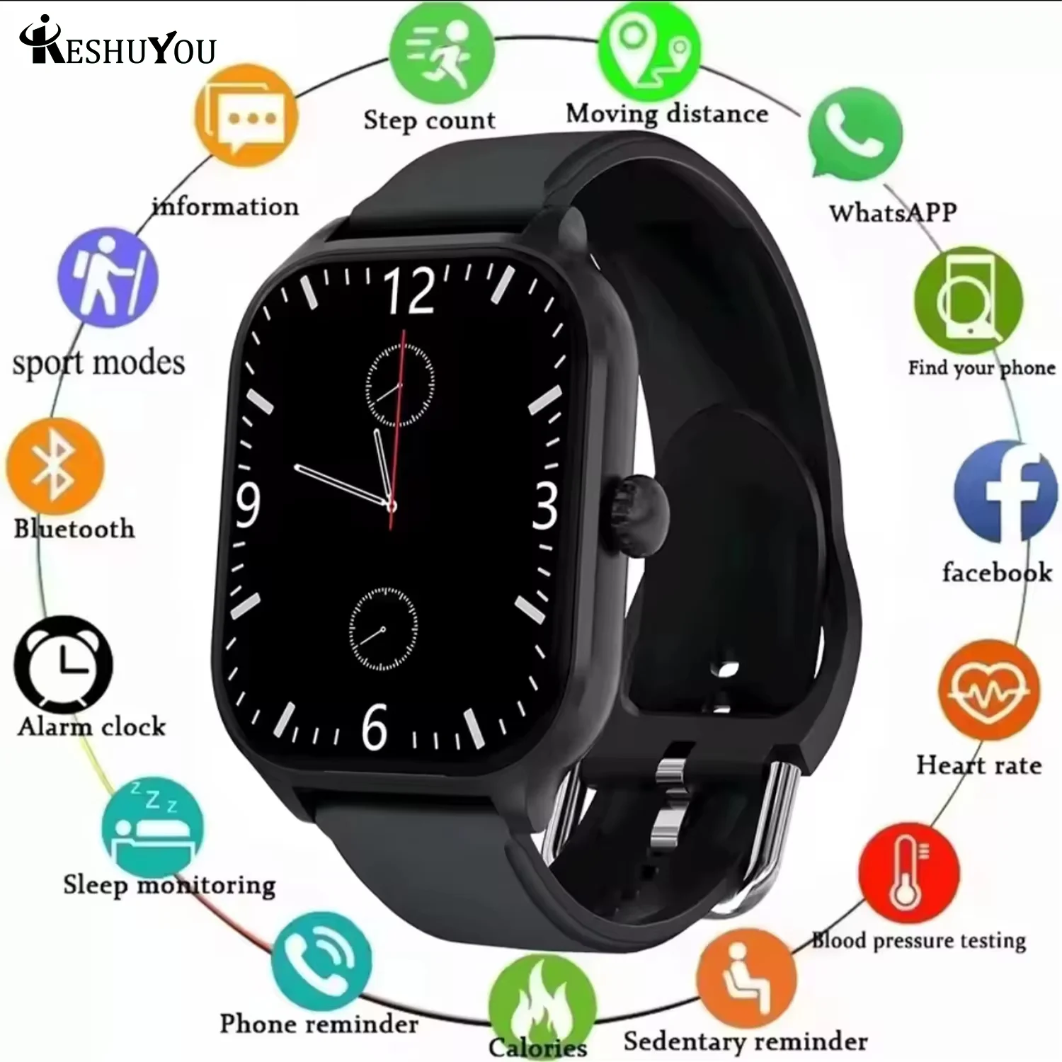 KESHUYOU 2025 New Smart Watch H9 Pro Max 2.01 inch HD Display Receive Calls Multi Sport Mode Smartwatch for Men Women Gift