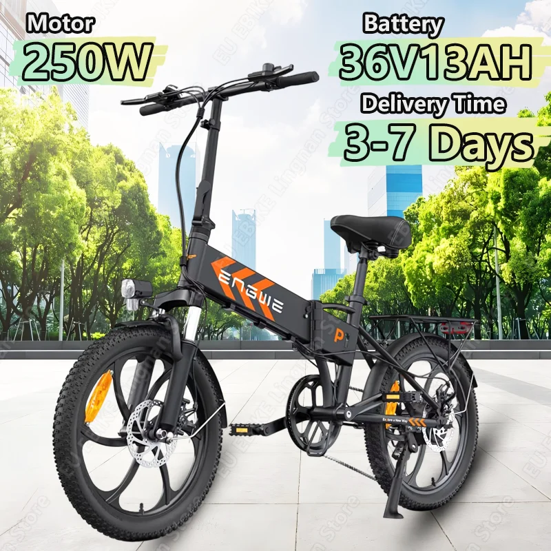 ENGWE P1 Foldable Electric Bicycle 250W 36V13AH Removable Battery Adult Electric Bike 20-inch Tire Urban Commuter Riding E-bike