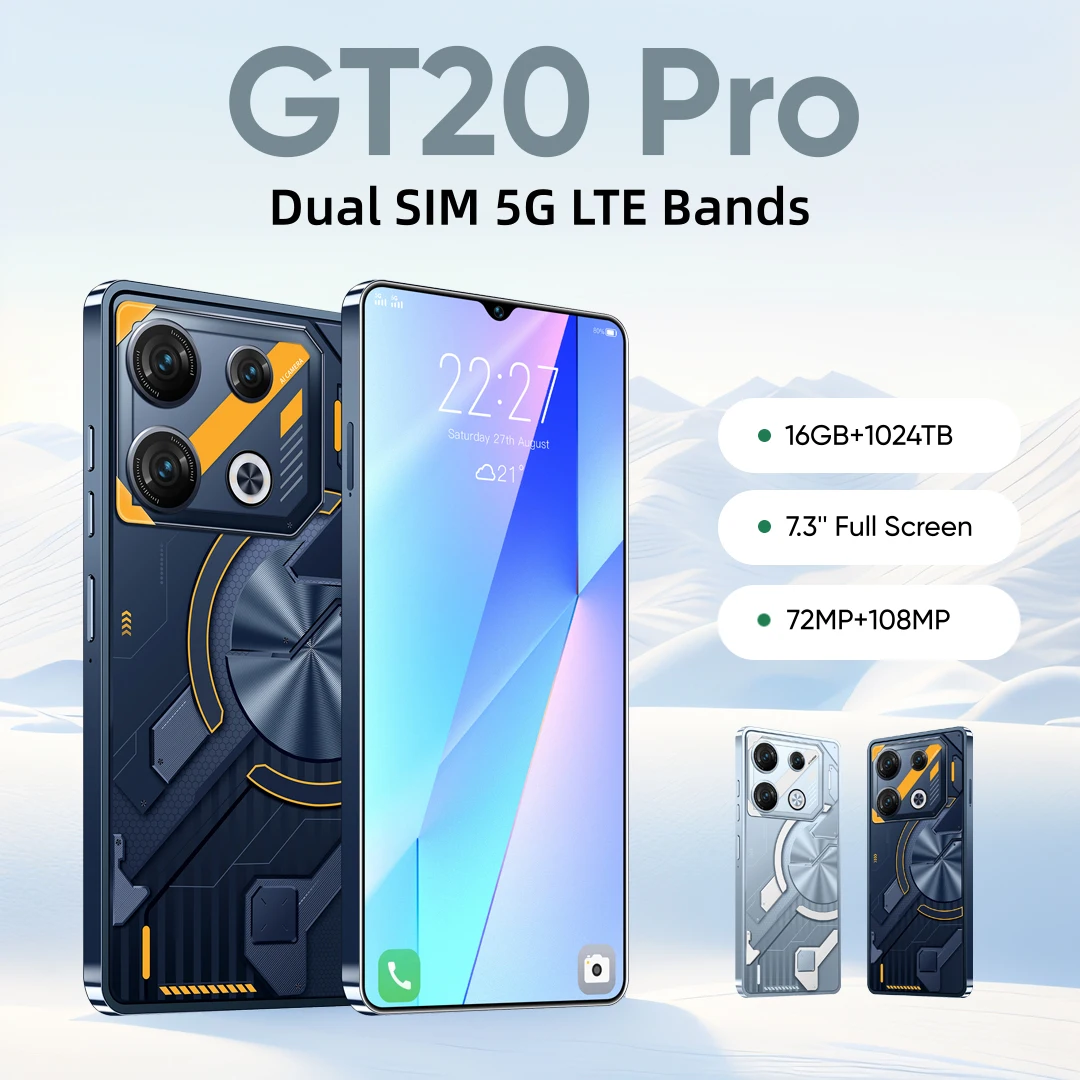 Original GT20 Pro – 16GB RAM 1TB Storage Smartphone 7.3-inch Full-Screen 108MP Camera Snapdragon 8 Gen3 Global 5G LTE Bands