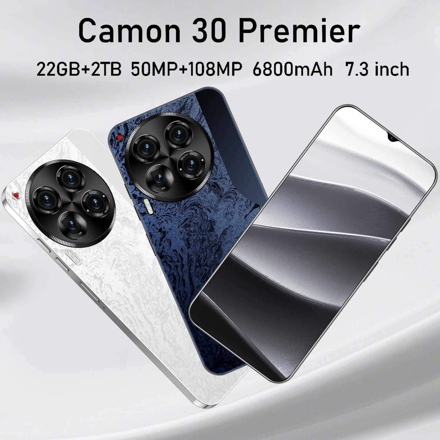 Original Camon 30 Premier Global Version Smartphone 7.3 FHD 22G 2TB 6800mAh 50MP + 108MP 4/5G Network Android Phone Unlocked