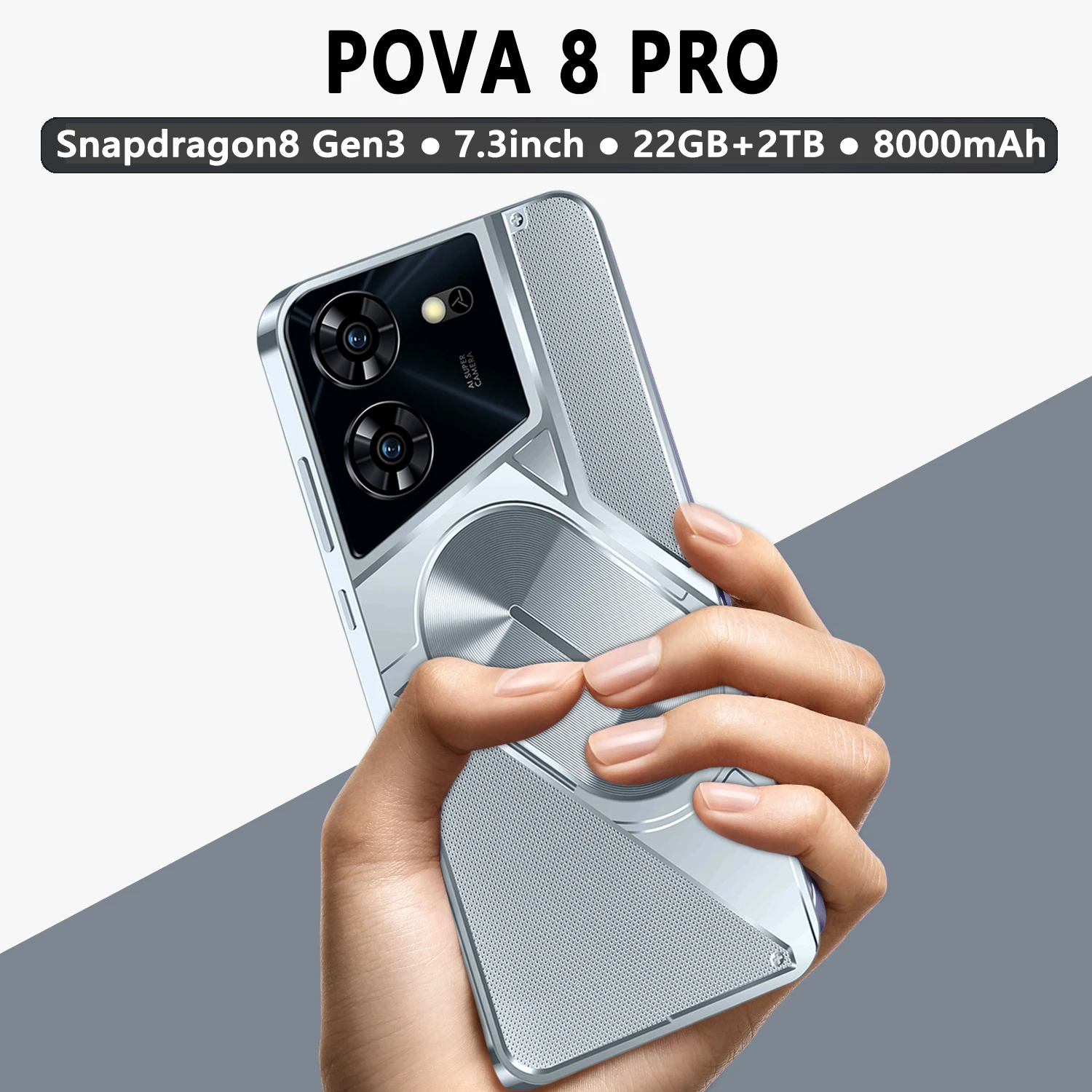 Original Pova 8 Pro Smartphone 7.3 Inch HD 22GB+2TB 6800Mah Cell Phone Android Cellphones 5G Dual Sim Face Unlocked Mobile Phone