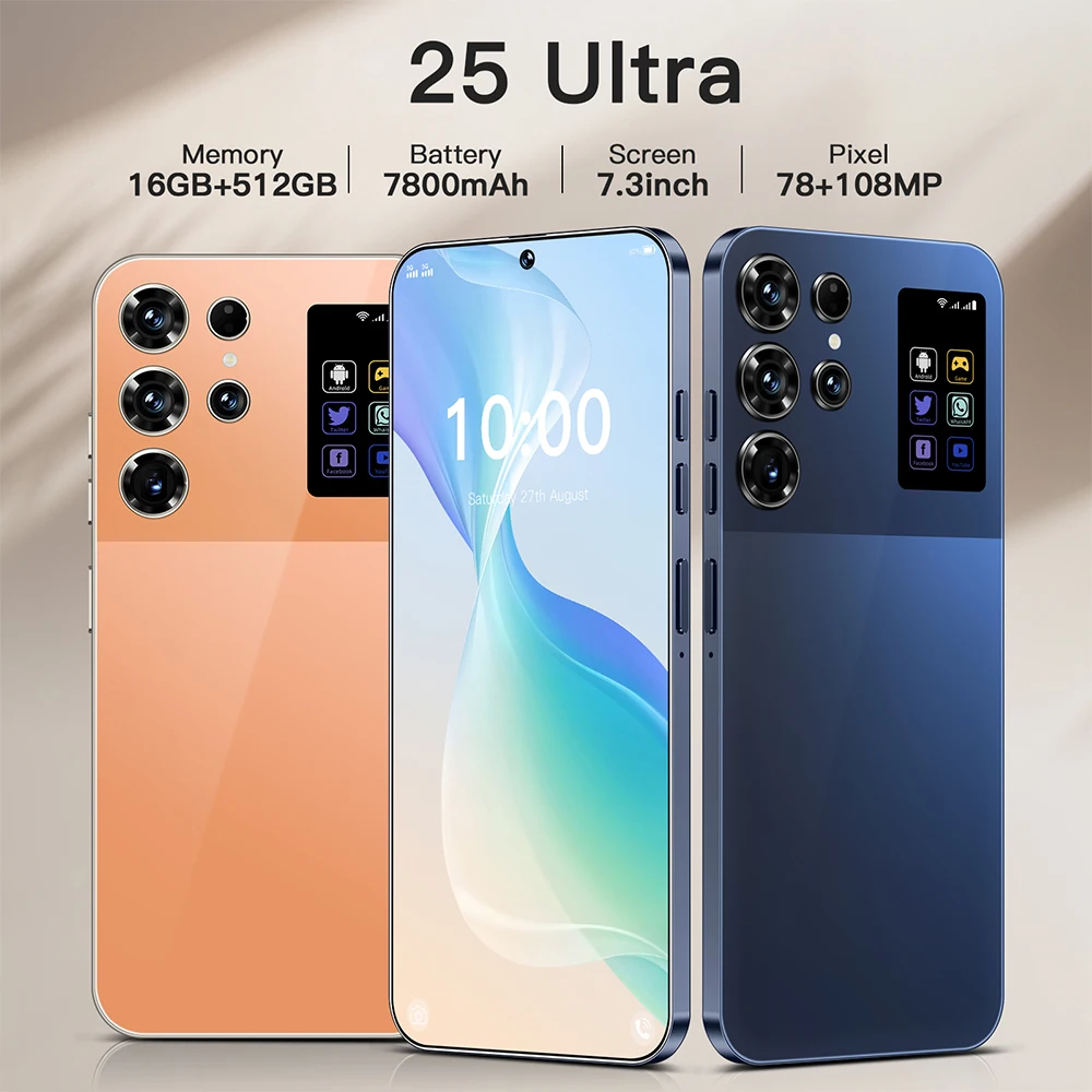 Global Version 25 Ultra Smartphone Snapdragon8 Gen3 16G+1TB 7800mAh 78+108MP 4/5G Network Android Phone Unlock