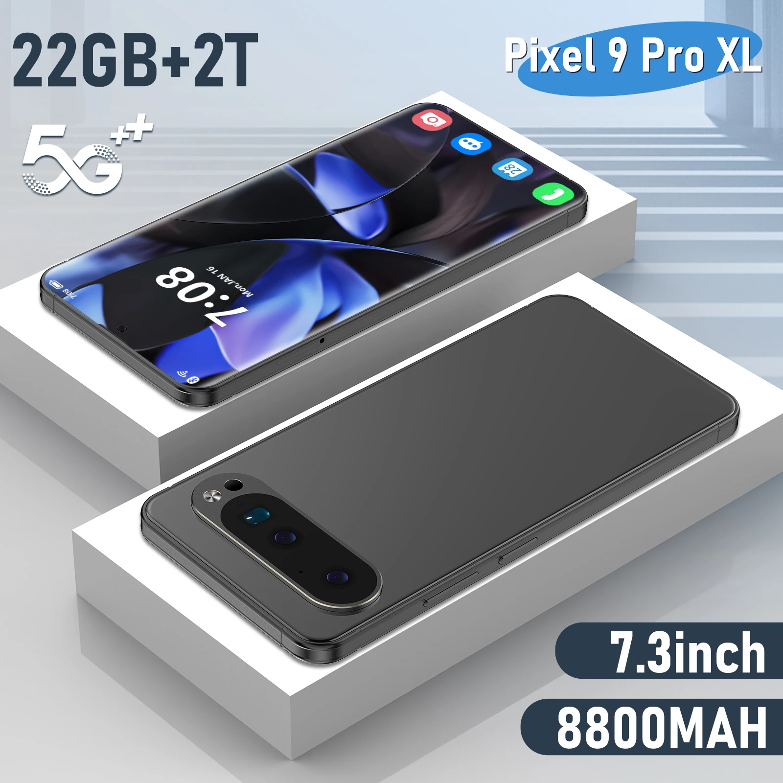 New Brand Pixel 9 Pro XL Smartphone Android 15 7.3inch HD 22GB + 2TB Cell Phone 72 + 108MP Dual SIM 5G Mobile Phone 8800mAh Unlo