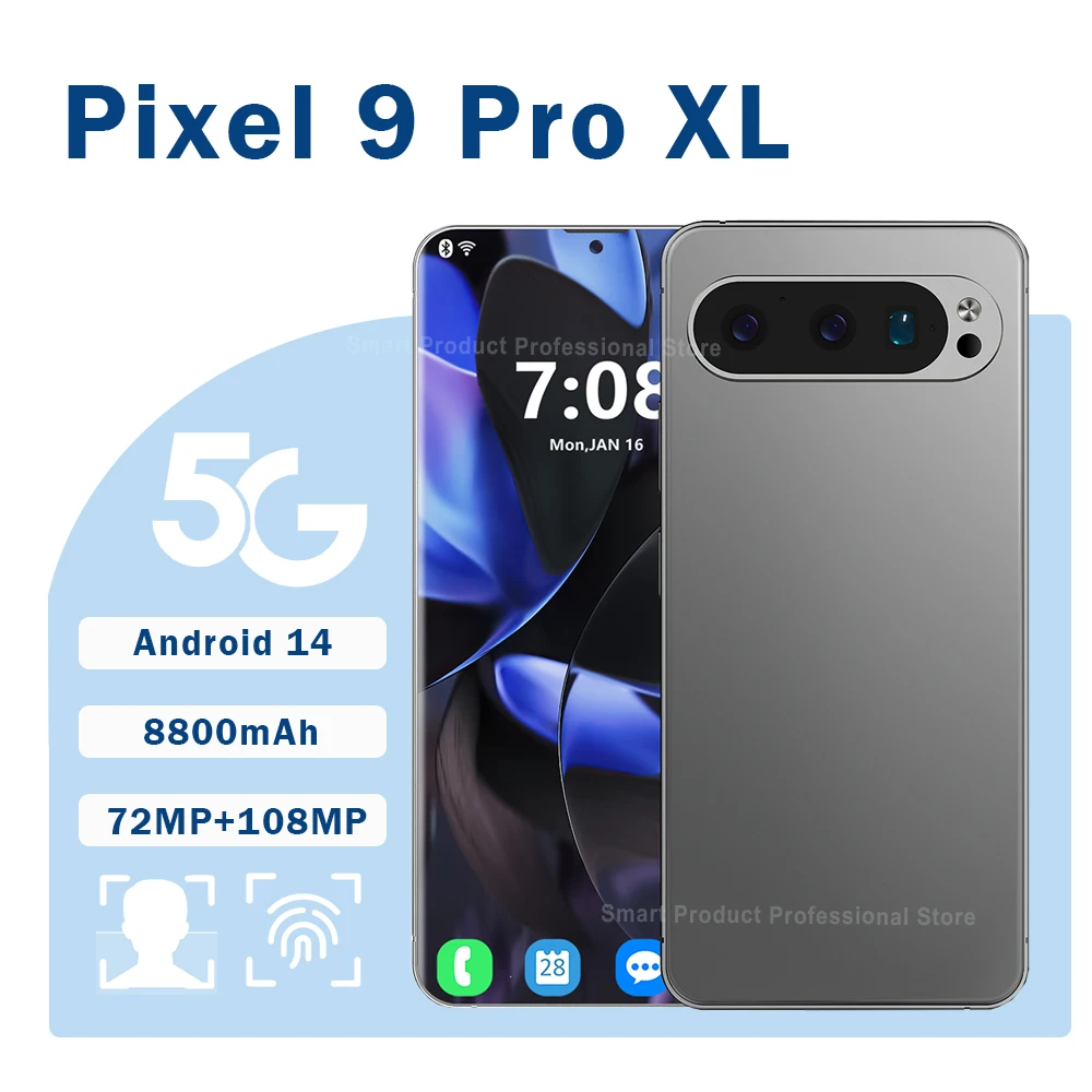 New Pixel 9 Pro XL Smartphone 7.3 FHD 108MP 16GB 1TB Snapdragon 8 Gen4 8800mAh 5G Dual SIM, Android 14 Unlocking Mobile Phone