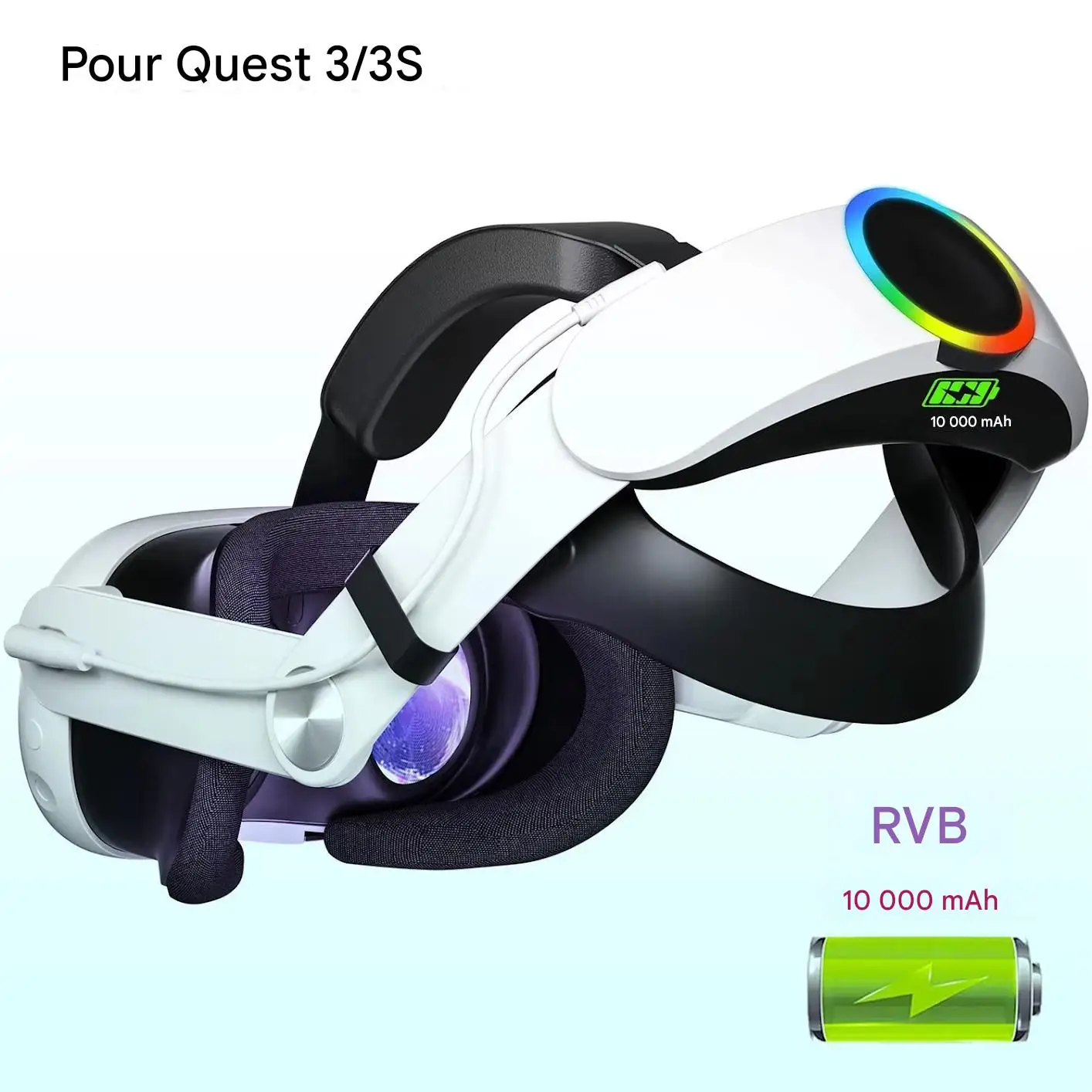 Head Strap for Meta Quest 3/3S with 10000mAh Battery Head Strap Replacement VR Accessories Adjustable Comfort Fast Charging