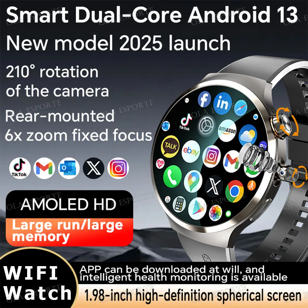 5G SIM Card Smart Watches NFC GPS Google Play IP67 Waterproof WIFI Tiktok Camera SIM Card Smartwatch Men Women For Xiaomi Huawei