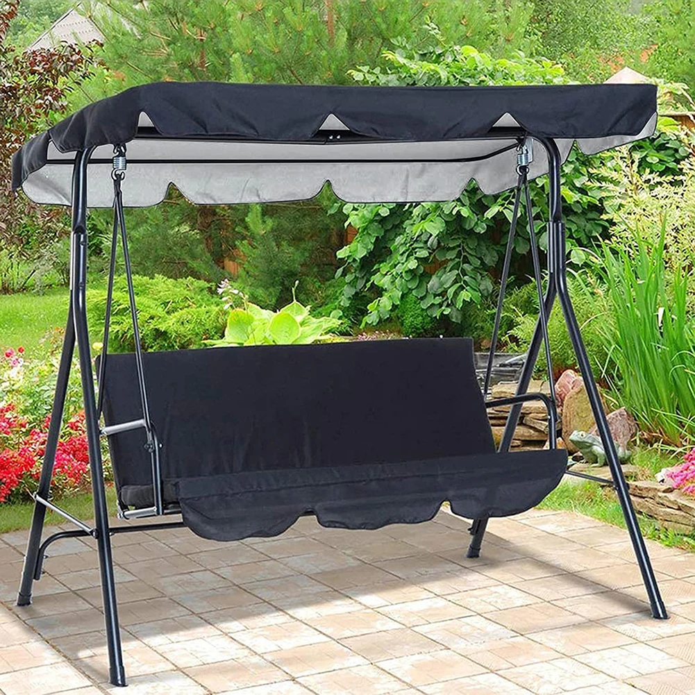 3-Seat Garden Patio Hanging Chair Cover Waterproof Sun Protection Swing Dust Cover Outdoor Sunshade Swing Cover Set