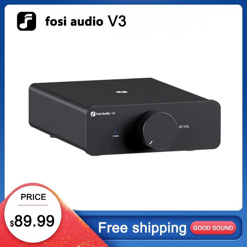 Fosi Audio V3 Stereo Power Amplifier 300W x2 TPA3255 Class D Mini Speaker Amp 2 Channel Audio Amplifier for Passive Bookshelf